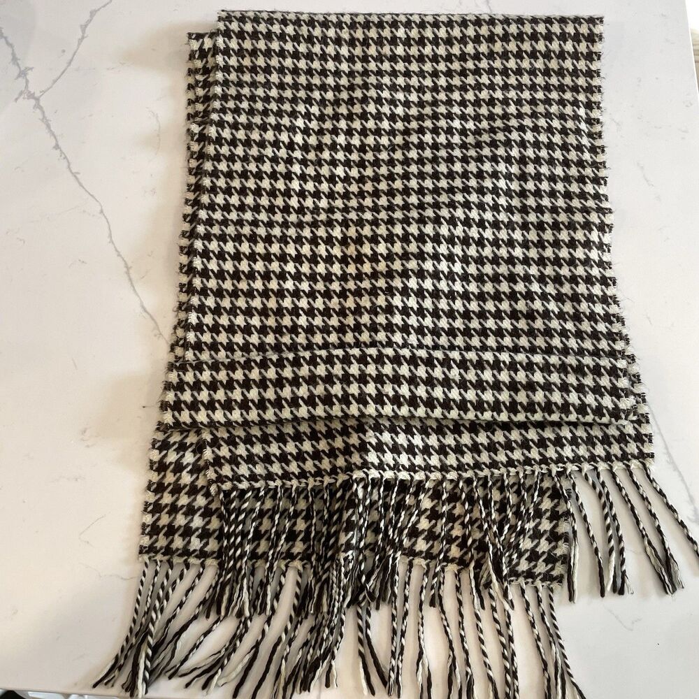 Cashmere Houndstooth Scarf Made In Scotland 64x12